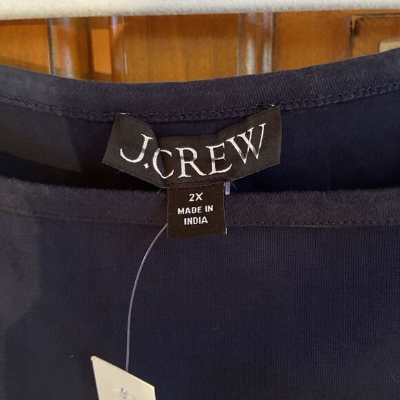 J. Crew Pintuck Mixy Dress Navy Blue Cotton Poplin Maxi Size 2X Beachy Preppy - Picture 4 of 9